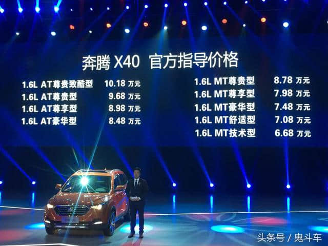 6.68万元 奔腾首款智能互联网SUV奔腾X40上市