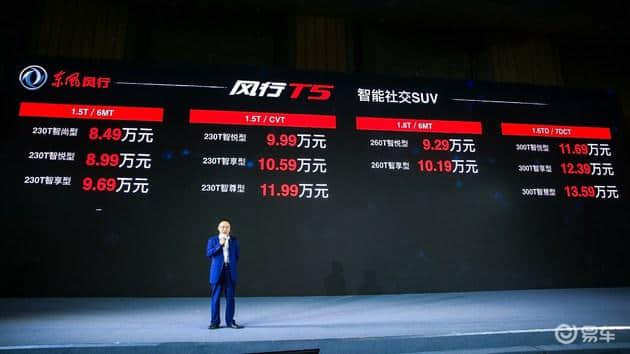 东风风行T5正式上市 售价8.49-13.59万元