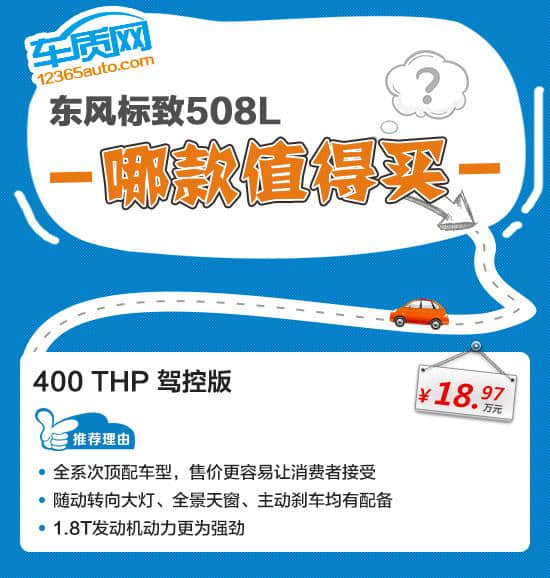 推荐400THP驾控版 东风标致508L购车指南