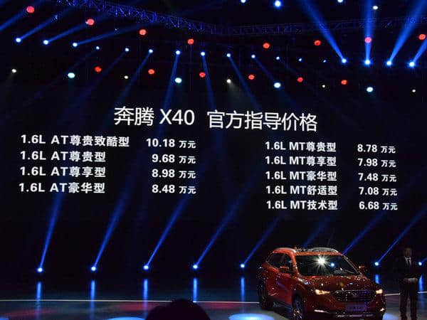奔腾小型SUV-X40上市 售6.68-10.18万元