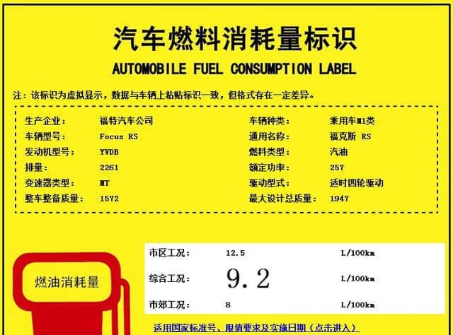 或售35万元起 全新福克斯RS动力参数曝光