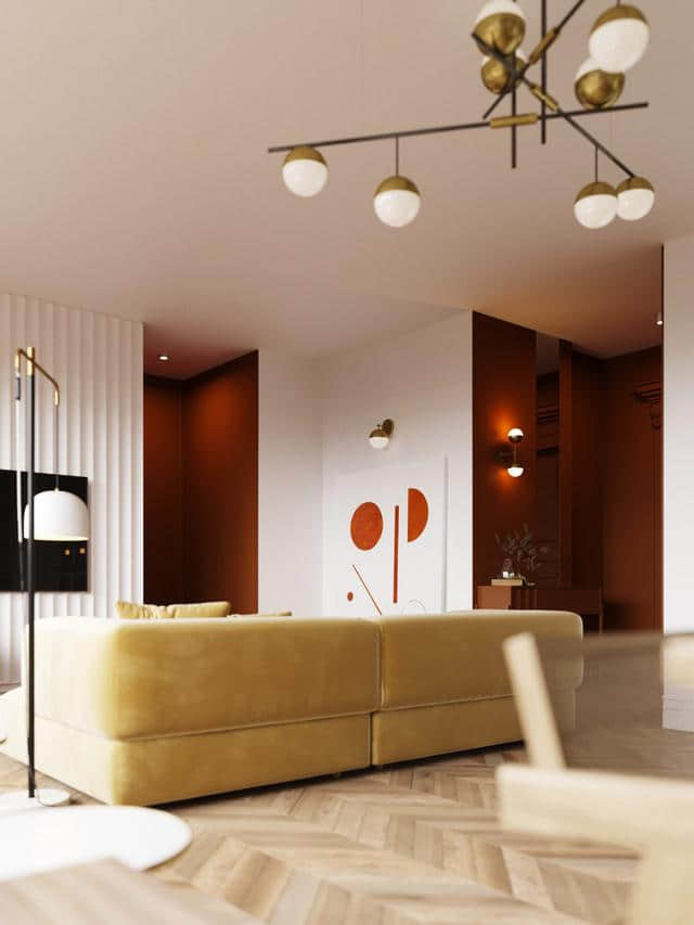 位于乌克兰的两套住宅，采用暖色调的室内设计使房间变得温暖舒适