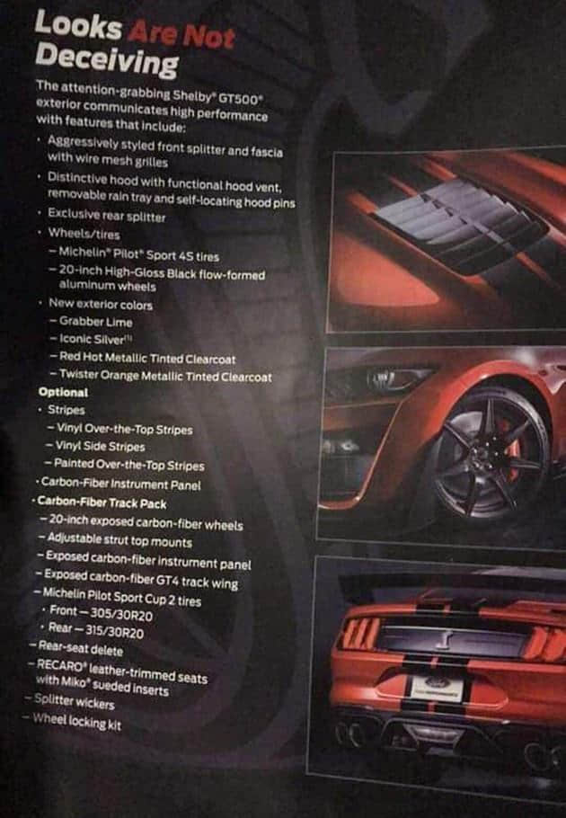 福特Mustang Shelby GT500实车图曝光 将亮相2019北美车展