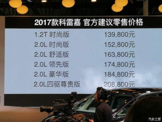 东风雷诺科雷嘉2017款价格 紧凑SUV报价13.98W起
