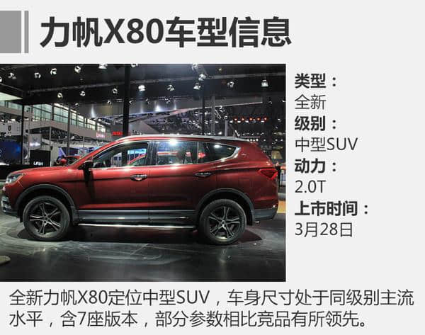 力帆中型SUV-X80上市 售10.99-14.99万