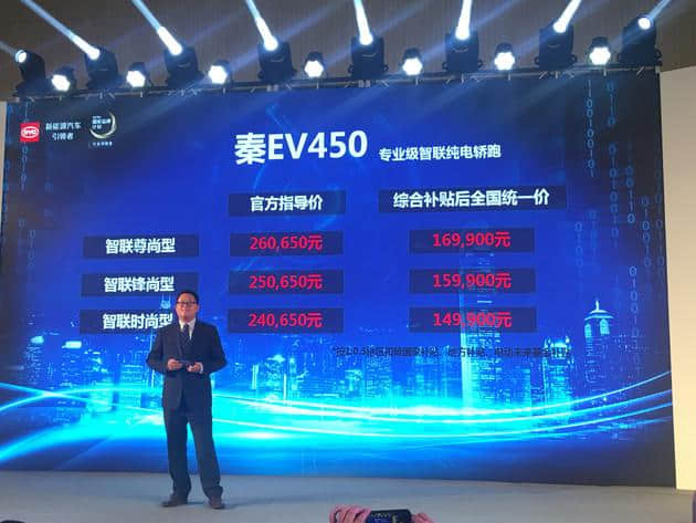 2018款比亚迪秦EV 450上市 售价24.065-26.065万元/续航480km