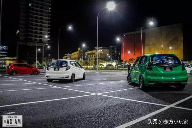 本田飞度改装案例—马来西亚飞度&amp;锋范夜晚室外停车场小聚