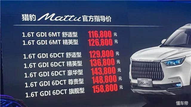 11.68万起售，猎豹Mattu可是台高端SUV！