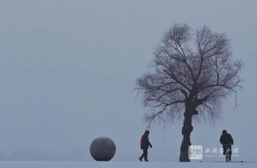 哈尔滨降下今冬第二场雪 松花江岸边景致美丽清新