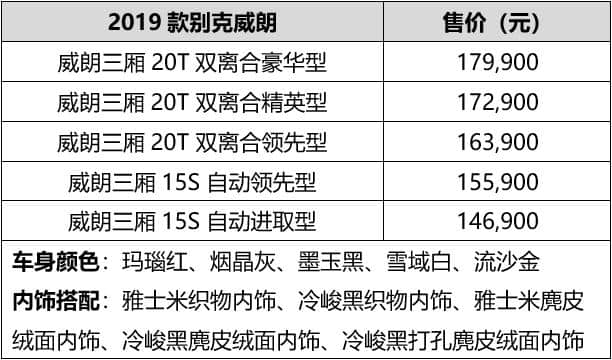 2019款别克威朗上市 售价14.69-17.99万元