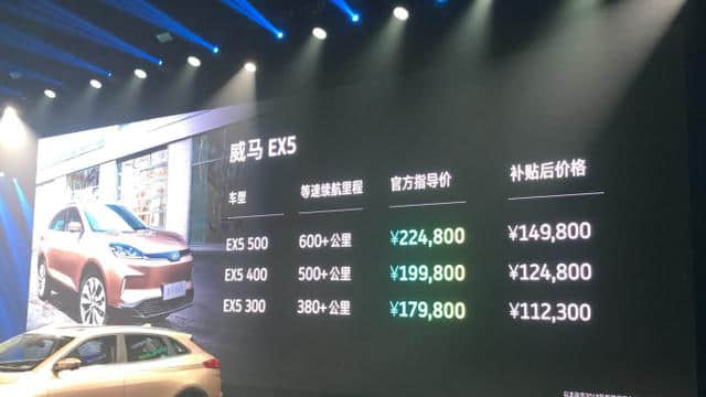 威马EX5正式上市 补贴后售价9.90-21.63万元