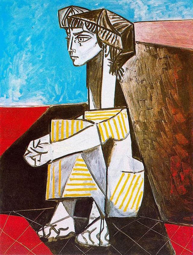 毕加索晚期油画《蜷坐的女人》