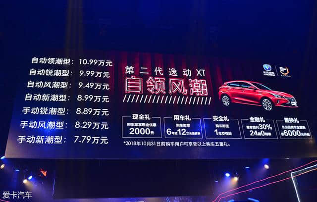 长安第二代逸动XT上市 售7.79-10.99万