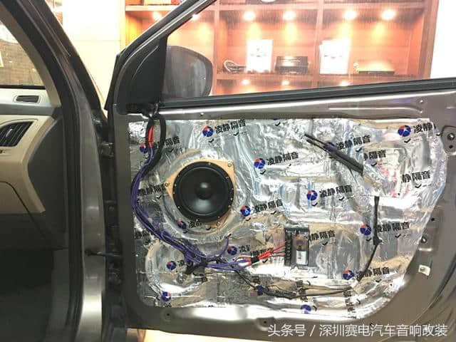 现代ix35音响改装无损升级歌德音响+捷力低音-深圳赛电汽车